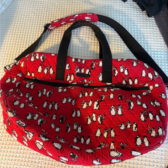 Vera Bradley Handbags - Vera Bradley Red Quilted Penguin Travel Bag